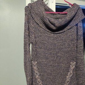 Ladies dark purple/lavender blend cow neck sweater.